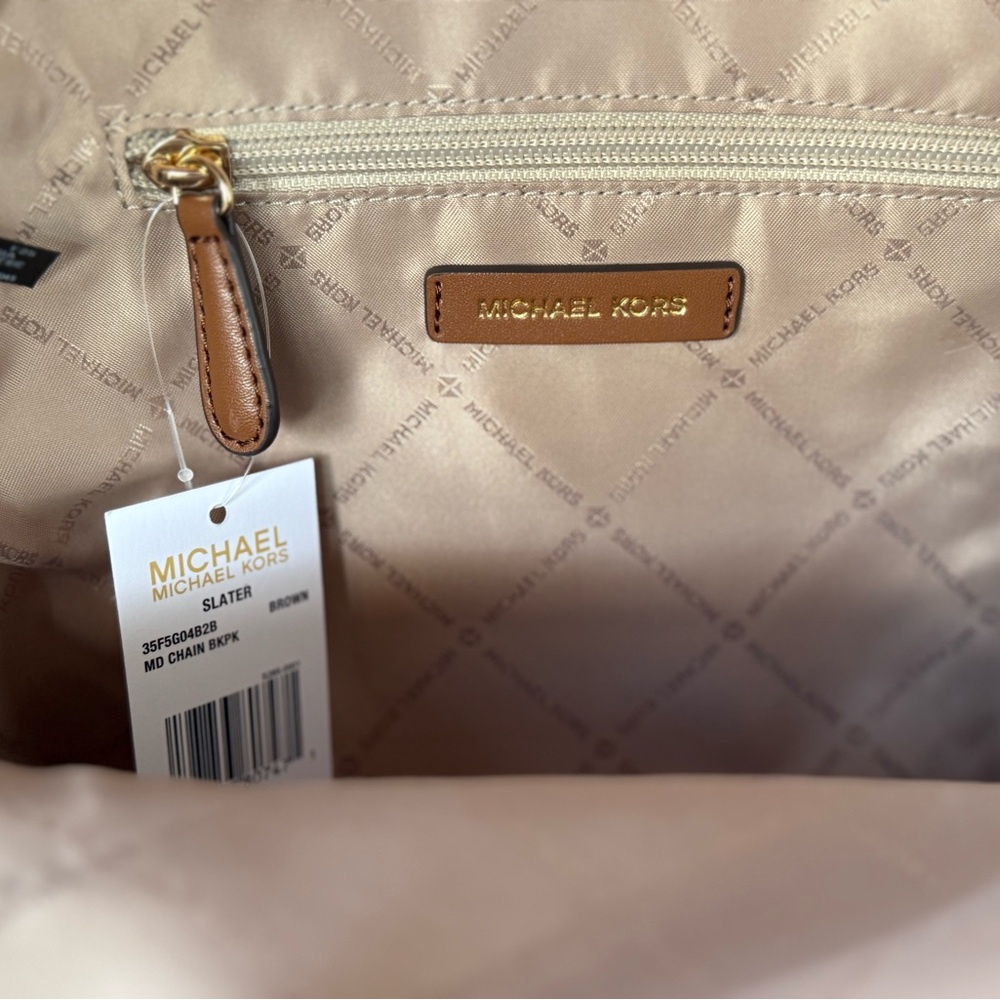 Michael Kors Slater Medium MK Brown Backpack - Picture 9 of 14